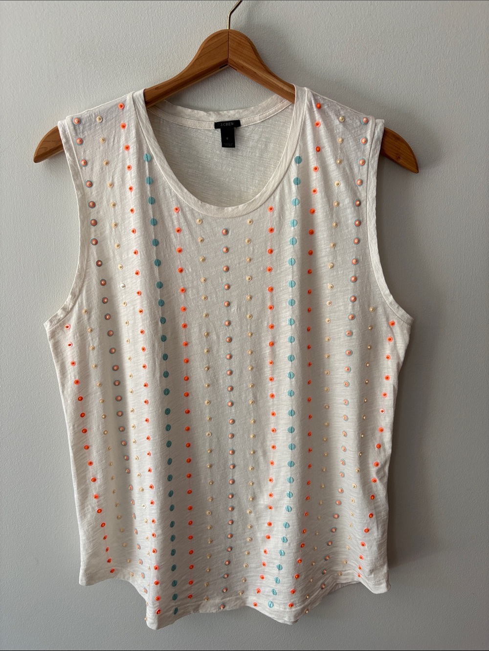 J Crew Stacked Sequin Tank Top Ivory Size Small